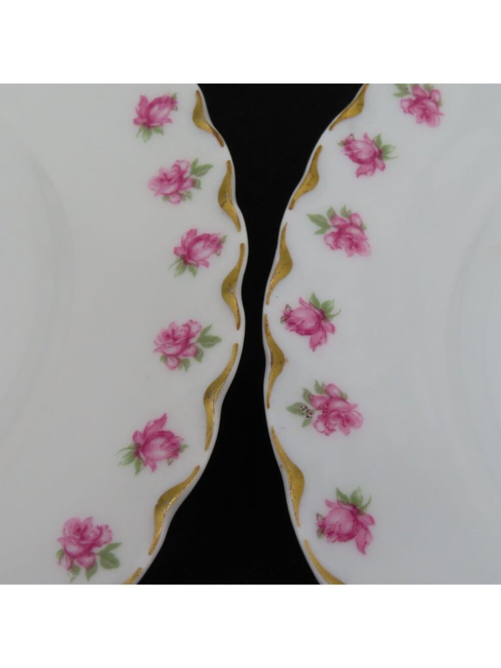 Haviland Limoges Set 3 Plates 7.25in Pink Rose Flower Gold Scallop Gimbel Bros - Picture 2 of 11
